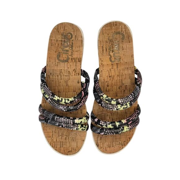 Circus by Sam Edelman Narina Faux Leather Bright Python Snake Platform Sandals - Picture 2 of 10